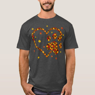 Hello Fall Autumn Leaf Dog Cat Paw Print Pets Kitt T-Shirt
