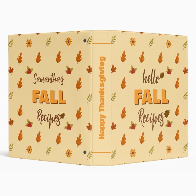 Hello Fall Autumn Leaves Flowers Pattern Custom  Binder (Background)