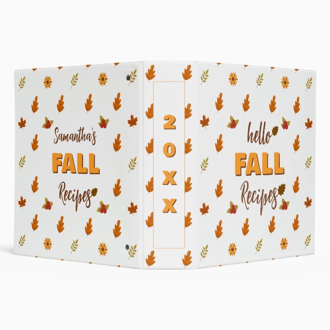 Hello Fall Autumn Leaves Flowers Pattern Custom  Binder (Background)