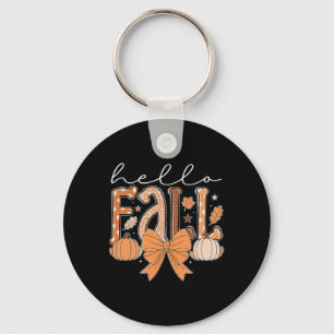 Hello Fall Autumn Vibes Thanksgiving Holiday Men W Keychain