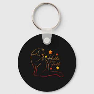 Hello Fall Cat Kitten Cat Lovers Women Girls Thank Keychain