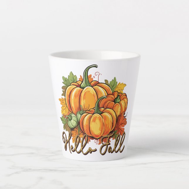 Hello Fall – Cozy Pumpkin Patch Latte Mug (Front)