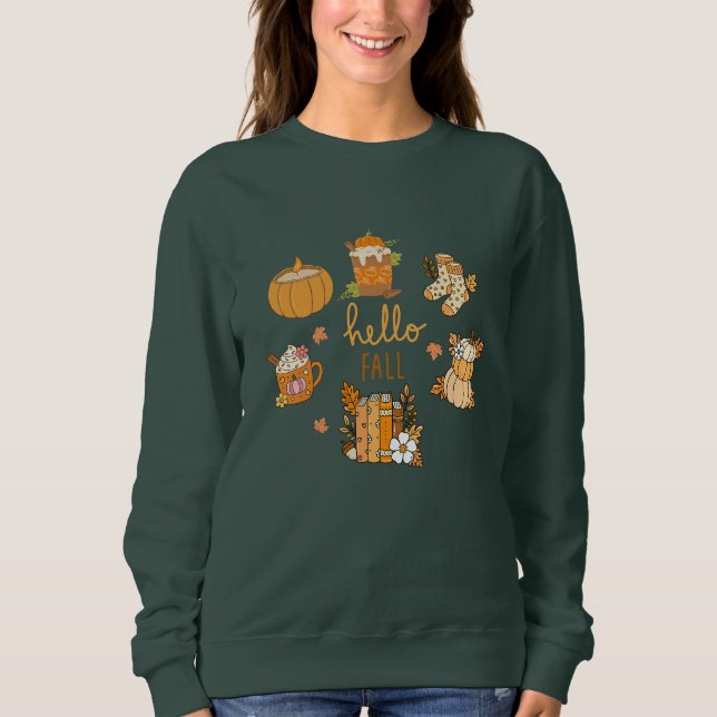 Hello Fall Cozy Sweater – Cute Autumn sweater (Front)