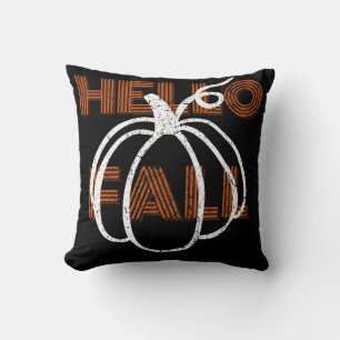 Hello Fall Cute Nature Autumn Pumpkins Throw Pillow