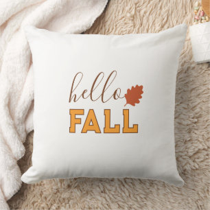 hello fall cute vibrant colourful throw pillow
