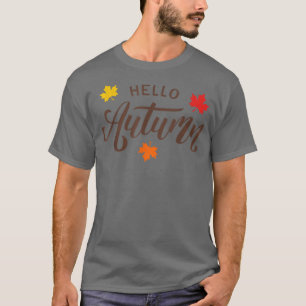 Hello Fall Falling Autumn Pumpkin Fall For Women  T-Shirt