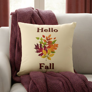 Hello Fall - Farmhouse Rustic Autumn Home Accent Throw Pillow