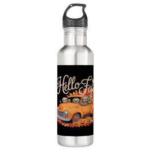 Hello Fall Funny Sloth Halloween pumkin Classic T- 710 Ml Water Bottle