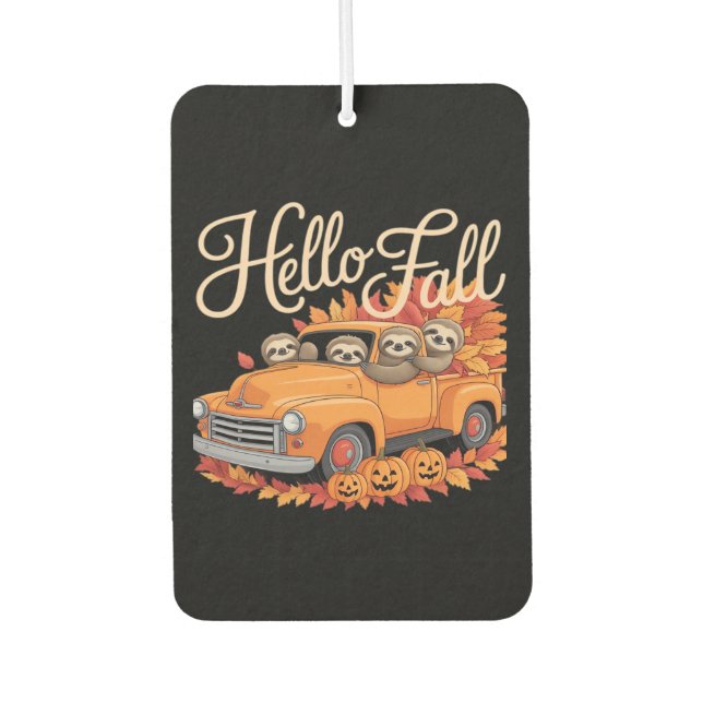 Hello Fall Funny Sloth Halloween pumkin Classic T- Air Freshener (Front)