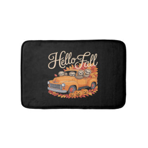 Hello Fall Funny Sloth Halloween pumkin Classic T- Bath Mat
