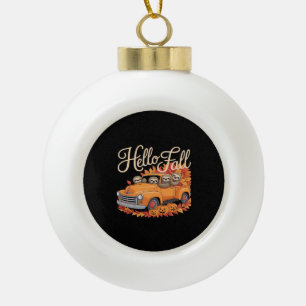 Hello Fall Funny Sloth Halloween pumkin Classic T- Ceramic Ball Christmas Ornament