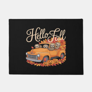 Hello Fall Funny Sloth Halloween pumkin Classic T- Doormat