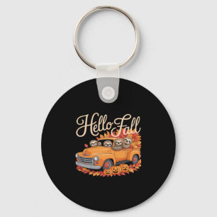 Hello Fall Funny Sloth Halloween pumkin Classic T- Keychain