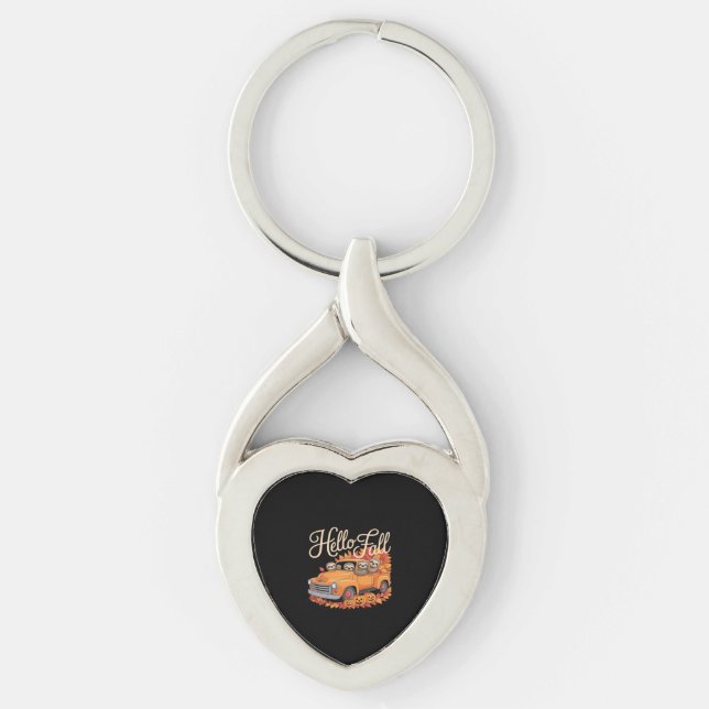 Hello Fall Funny Sloth Halloween pumkin Classic T- Keychain (Front)