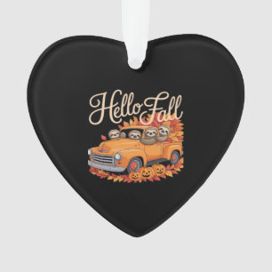 Hello Fall Funny Sloth Halloween pumkin Classic T- Ornament
