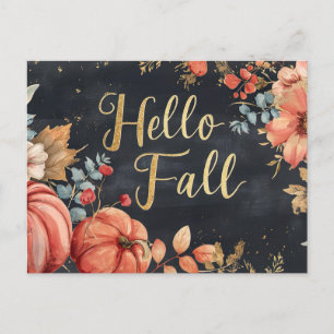 Hello Fall greeting card with flowers 