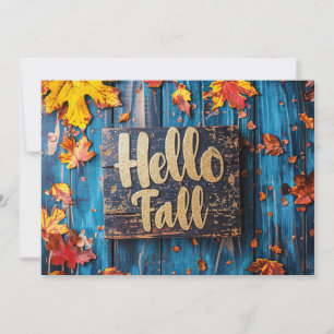Hello Fall greeting card with flowers 