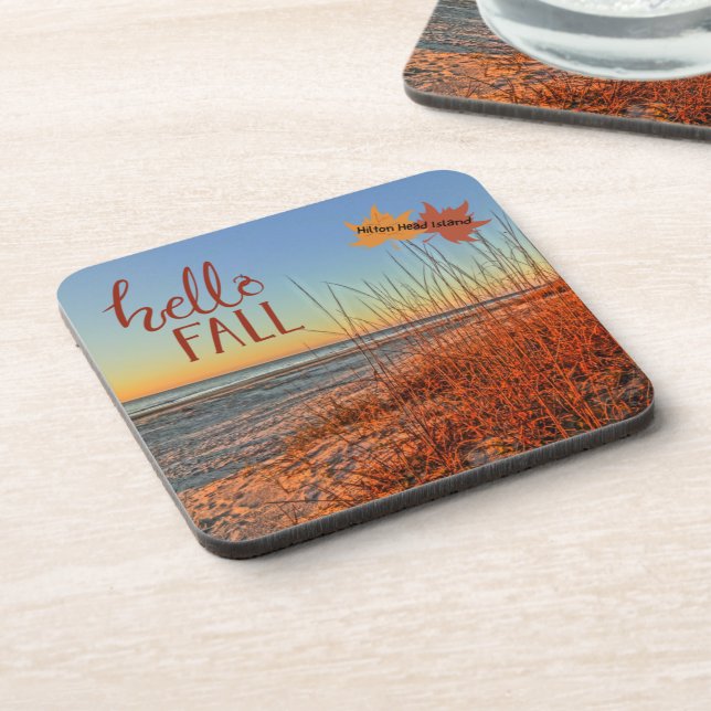 Hello Fall Hilton Head Island Beach South Carolina Coaster (Left Side)
