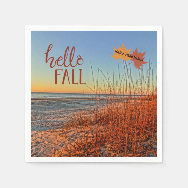 Hello Fall Hilton Head Island Beach South Carolina Napkin (Front)