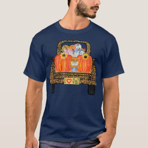 Hello Fall Leopard Truck Pumpkin Funny Fall Autumn T-Shirt