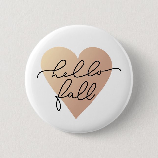 Hello Fall Love Heart 2 Inch Round Button (Front)