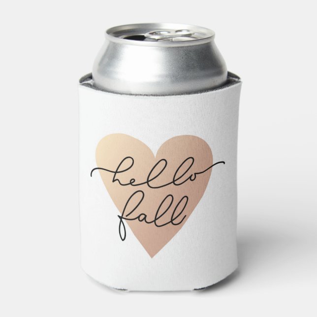 Hello Fall Love Heart Can Cooler (Can Front)