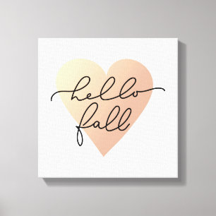 Hello Fall Love Heart Canvas Print