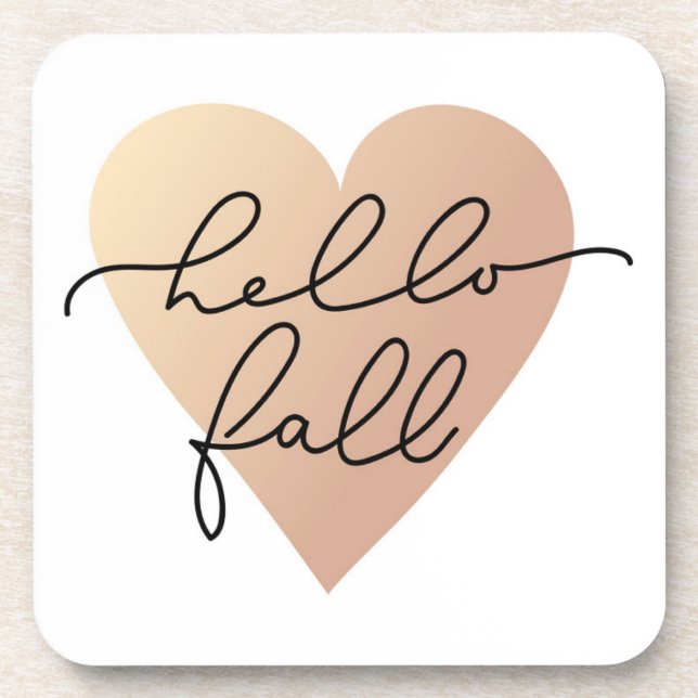 Hello Fall Love Heart Coaster (Front)