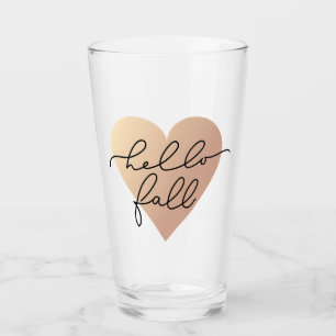 Hello Fall Love Heart Glass