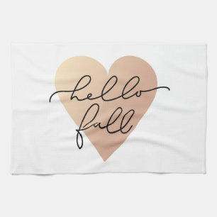 Hello Fall Love Heart Kitchen Towel