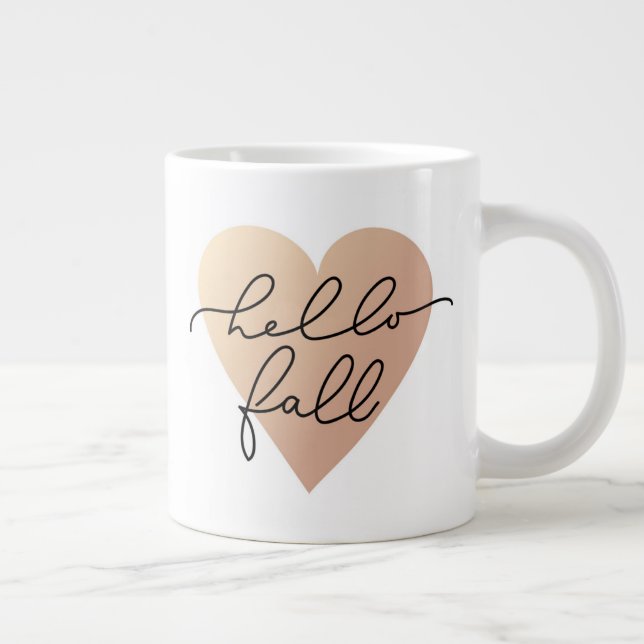 Hello Fall Love Heart Large Coffee Mug (Right)