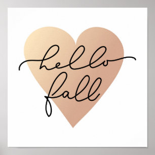 Hello Fall Love Heart Poster