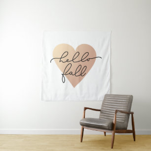 Hello Fall Love Heart Tapestry