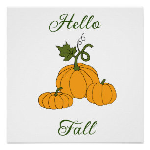 Hello Fall Minimalist Cute  Poster