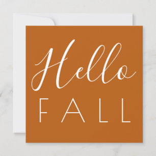 Hello Fall Orange Minimalist Autumn Square Card
