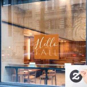 Hello Fall Orange Minimalist Autumn Window Cling