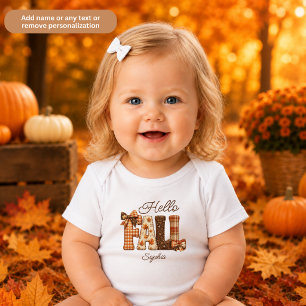 Hello Fall Personalized Patchwork Style Letters Baby Bodysuit