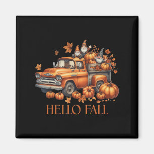 Hello Fall Pumpkin Ckup Truck Gnome Autumn Tree Fa Magnet