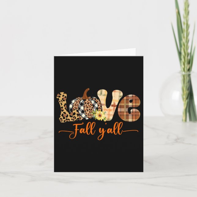 Hello Fall Pumpkin Love Fall Yall Leopard Peace Th Card (Front)