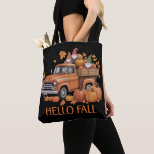 Hello Fall Pumpkin Pickup Truck Gnome Autumn Tree  Tote Bag