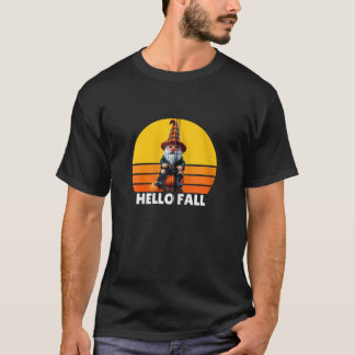 Hello Fall Pumpkin Plaid Truck Gnomes For Hallowee T-Shirt