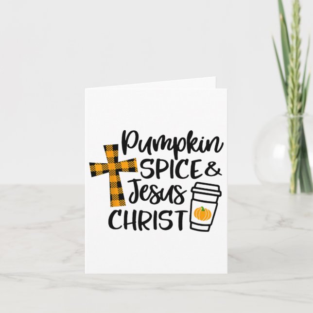 Hello Fall Pumpkin Spice And Jesus Christ Fall Chr Card (Front)