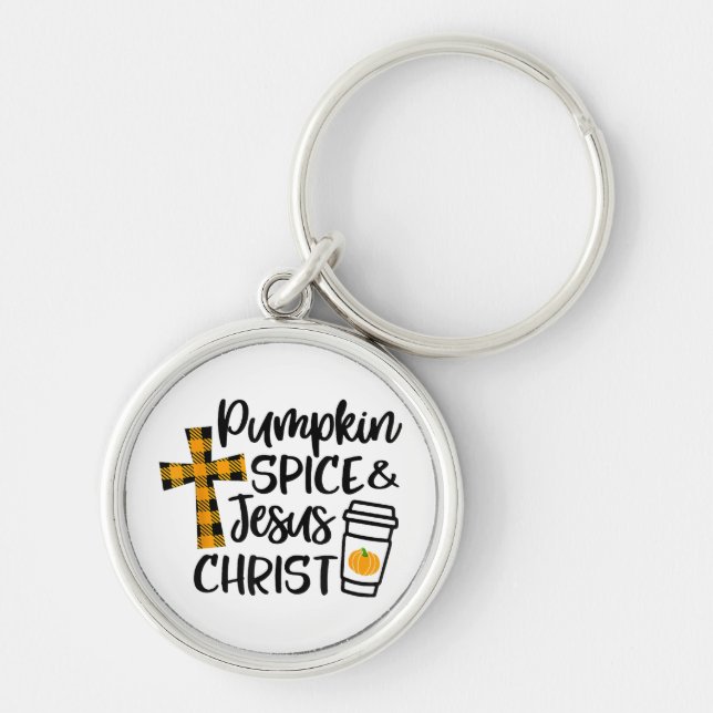 Hello Fall Pumpkin Spice & Jesus Christ Fall Chris Keychain (Front)