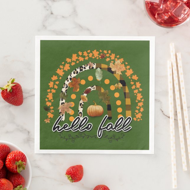 Hello Fall Pumpkin Trendy Napkin (Insitu)