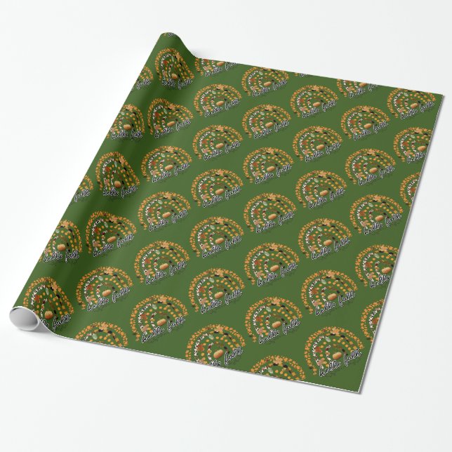 Hello Fall Pumpkin Trendy Wrapping Paper (Unrolled)