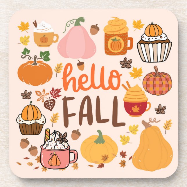 Hello Fall Pumpkins Coaster (Front)