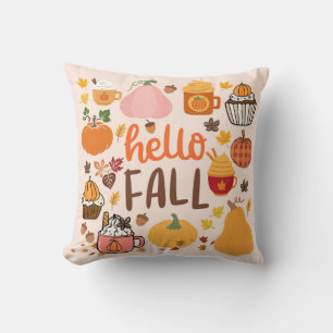 Hello Fall Pumpkins Throw Pillow
