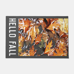Hello Fall Rainy Leaves Doormat