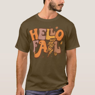 Hello Fall Retro Fall Yall Leaves Autumn Season Th T-Shirt