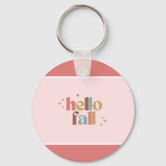 Hello Fall Retro Typography Keychain